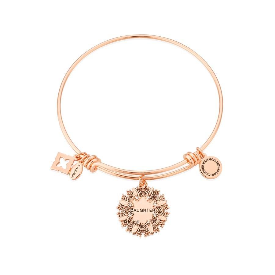 Karma Rose Gold Daughter Flower Bangle