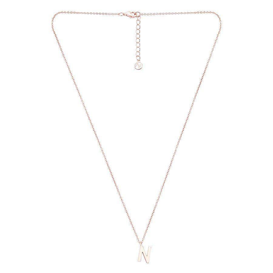 Argento Rose Gold Letter N Initial Necklace