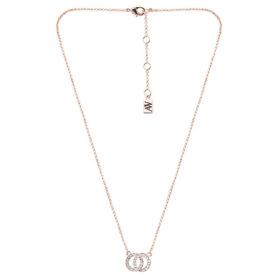 August Woods Rose Gold Crystal Link Circle Necklace