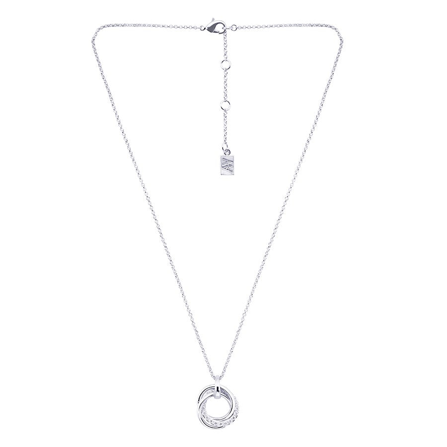 August Woods Silver Crystal Link Circle Necklace