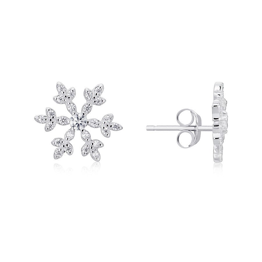 Argento Silver Crystal Snowflake Earrings