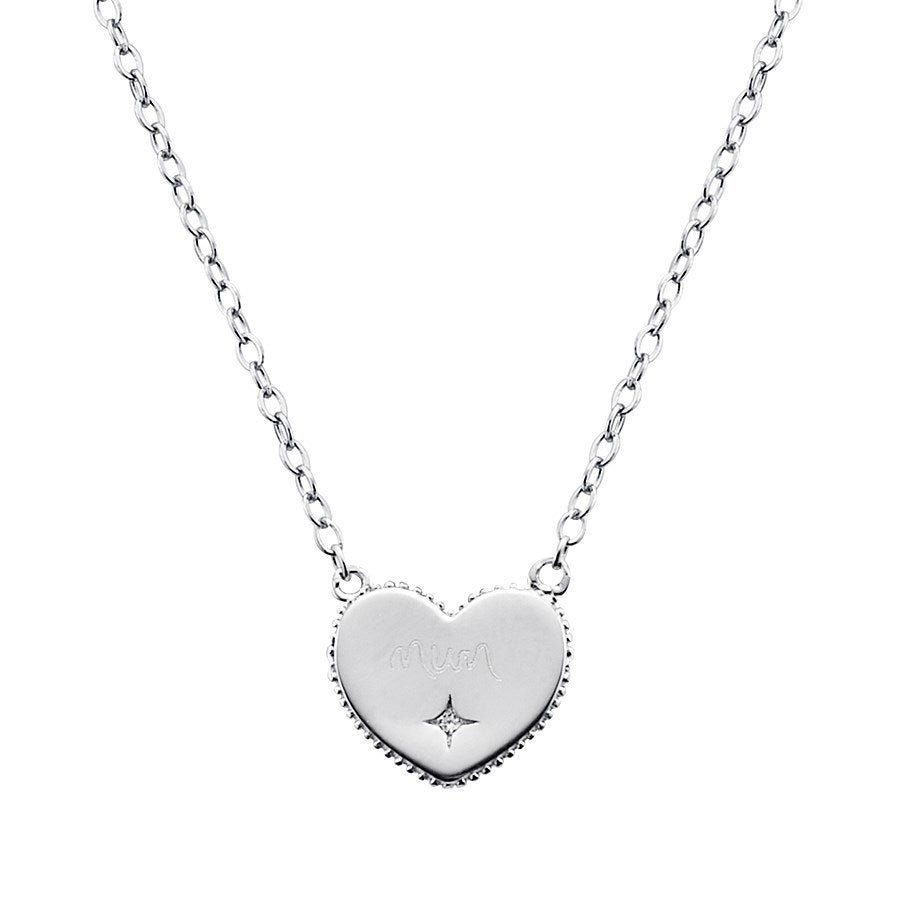 Argento Silver Mum Heart Necklace