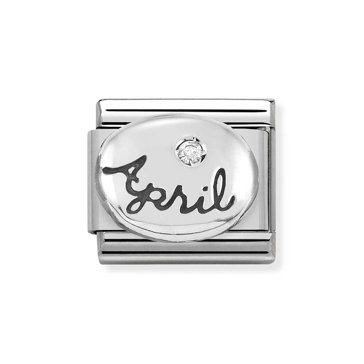 Nomination April Crystal Oxidised Birthstone Charm