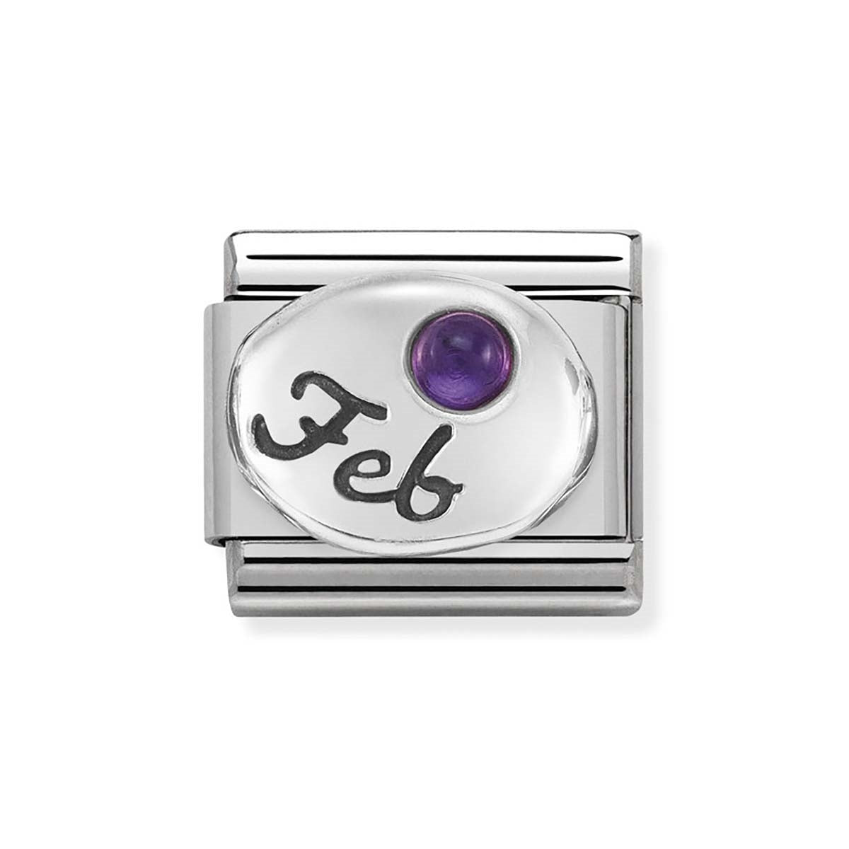 Nomination February Amethyst Oxidised Birthstone Charm