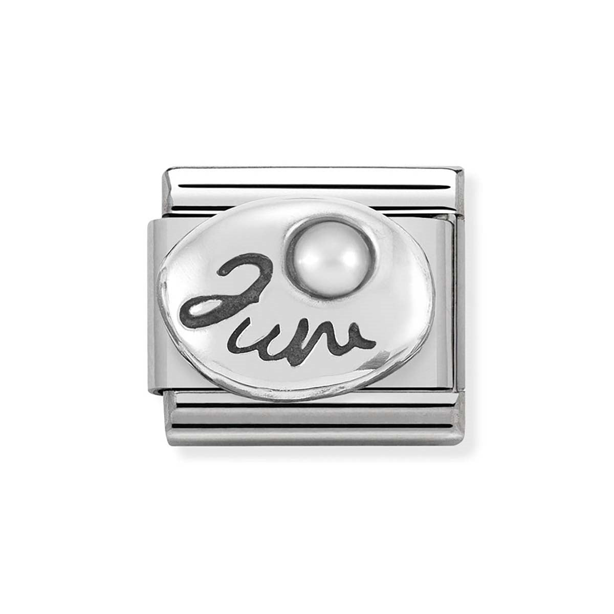 Nomination June Pearl Oxidised Birthstone Charm