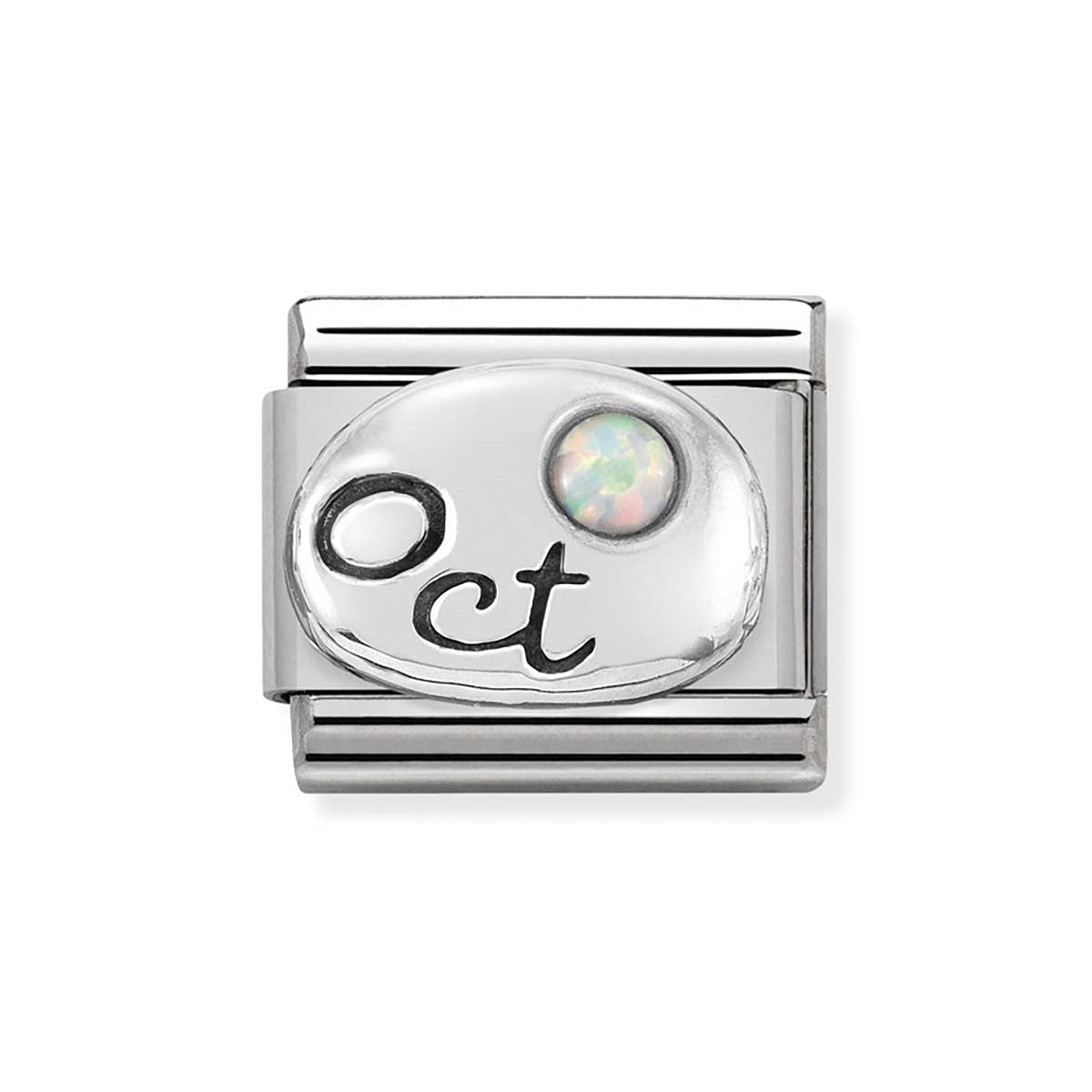 Nomination October Opal Oxidised Birthstone Charm