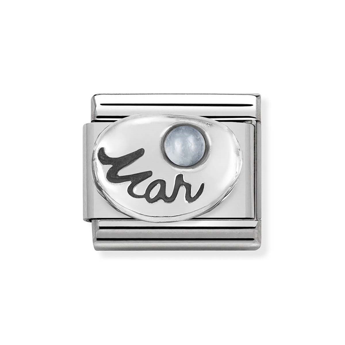 Nomination March Aquamarine Oxidised Birthstone Charm