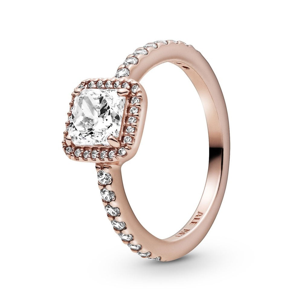 Pandora Square Rose Gold Sparkle Halo Ring