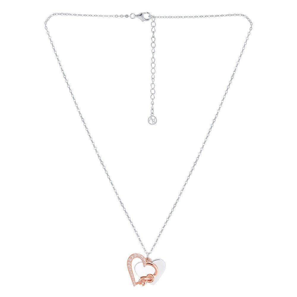 Argento Mixed Metal Heart Engraving Necklace