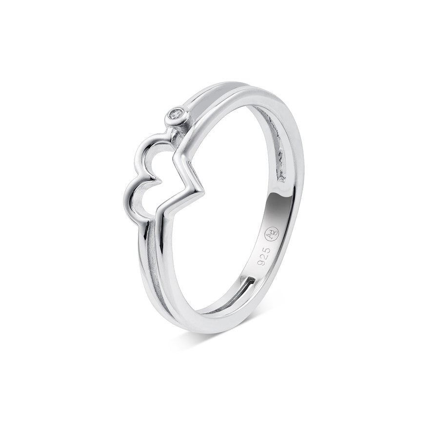 Argento Silver Crystal Heart Ring