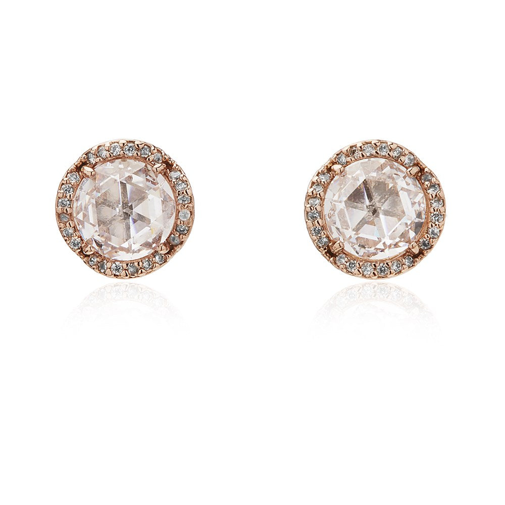Kate Spade New York Rose Gold Clear Sparkle Round Earrings