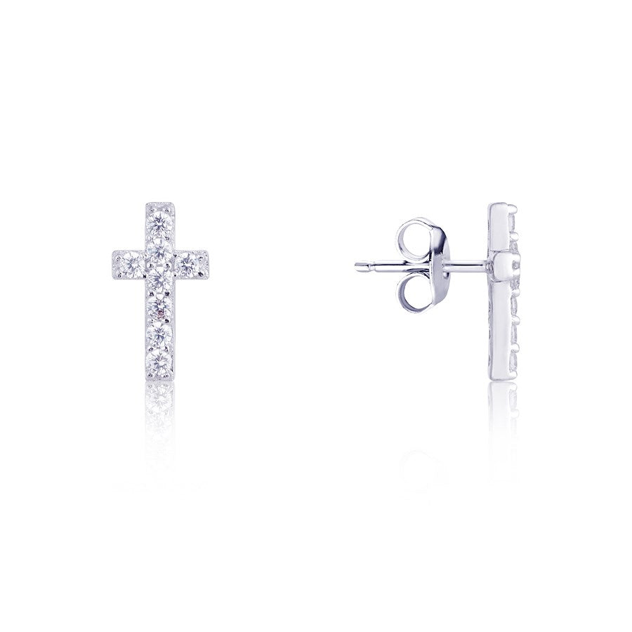 Argento Silver Crystal Cross Earrings