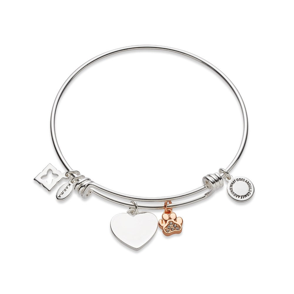 Karma Paw Print Heart Charm