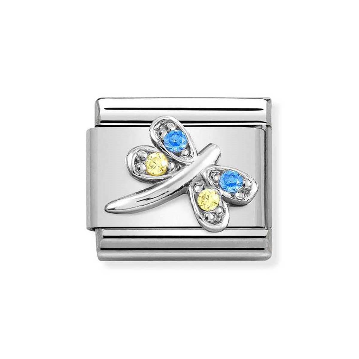 Nomination Blue + Yellow Crystal Dragonfly Charm