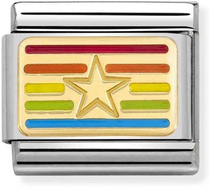 Nomination Rainbow Star Flag Charm