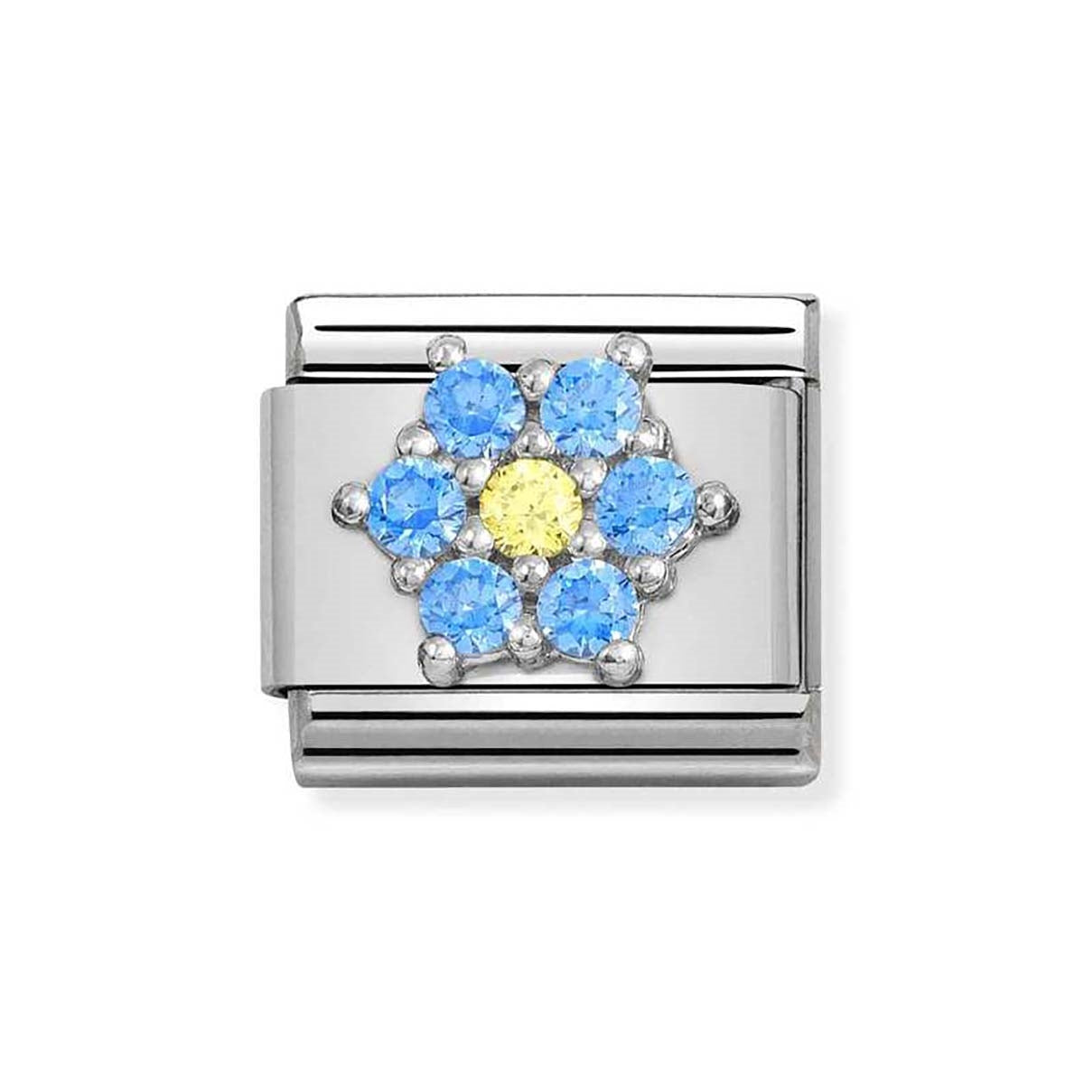 Nomination Blue + Yellow Crystal Flower Charm