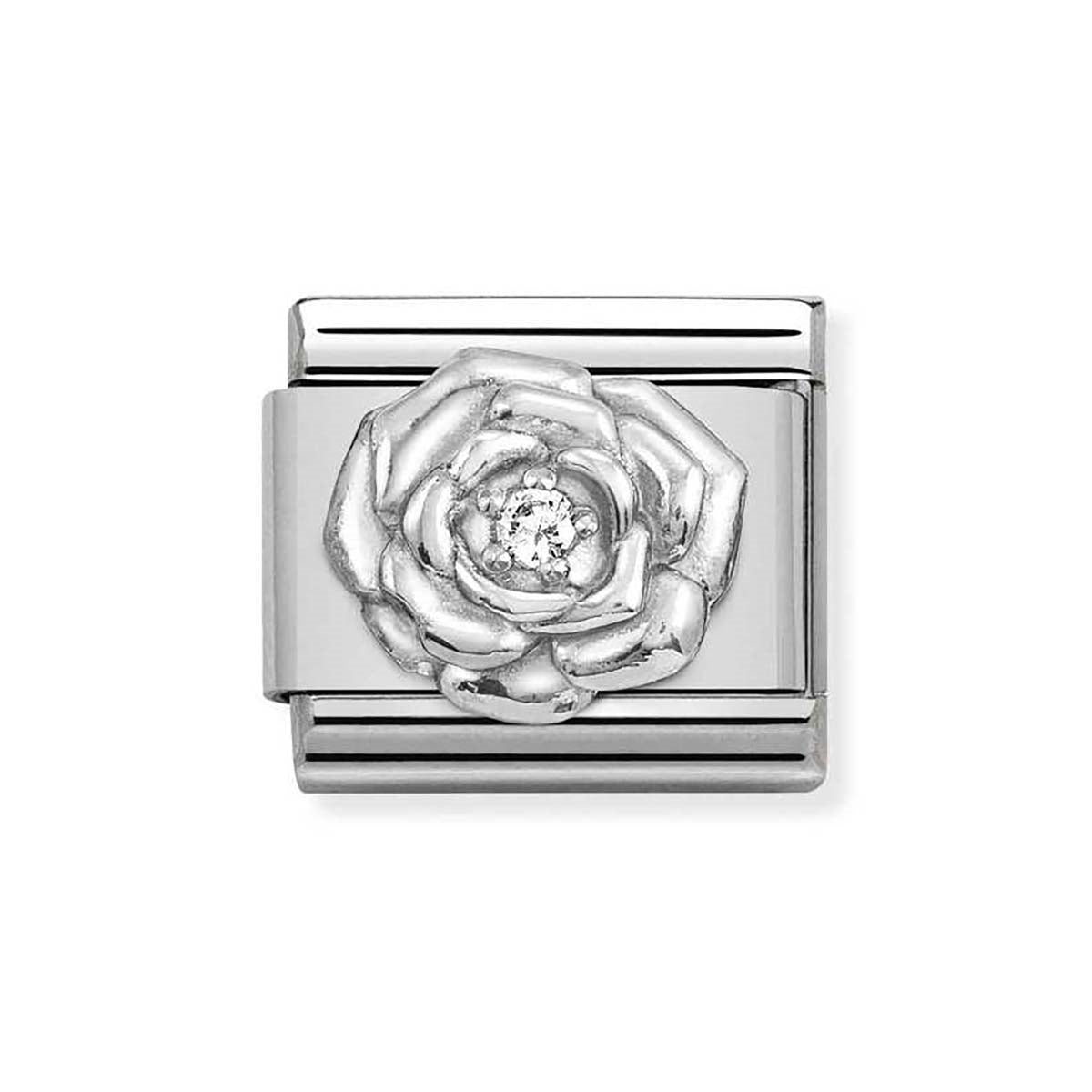 Nomination Silver Crystal Rose Charm