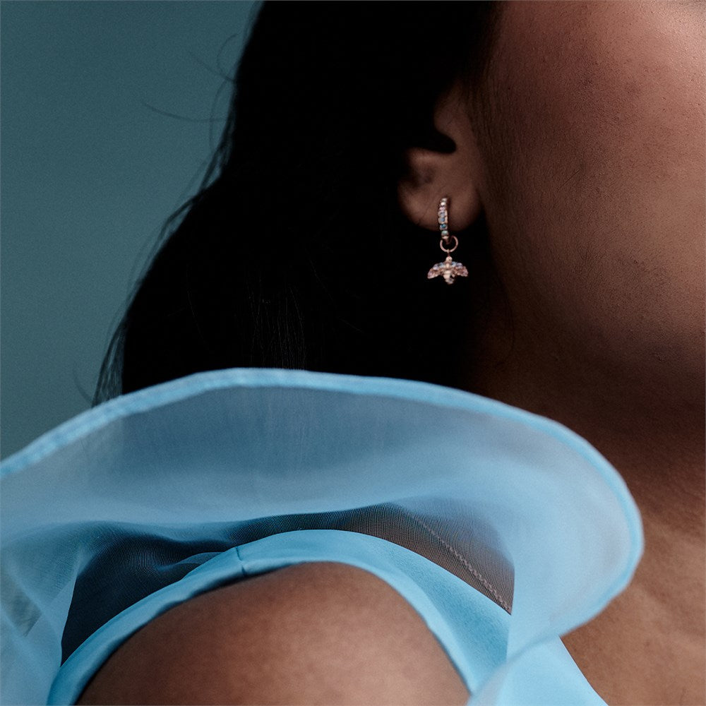 Olivia Burton Rose Gold Rainbow Bee Huggie Earrings