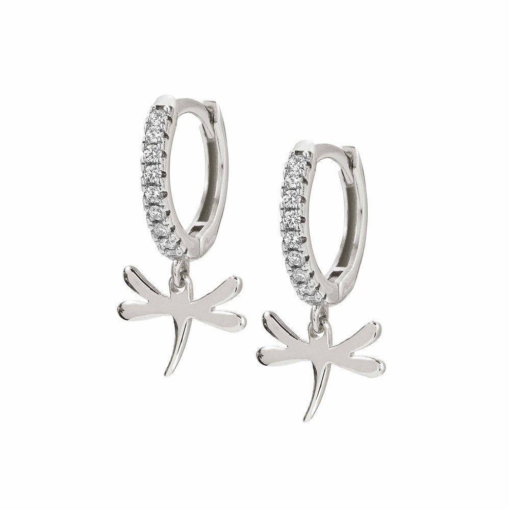 Nomination Chic Silver Crystal Dragonfly Huggie Hoop Earrings