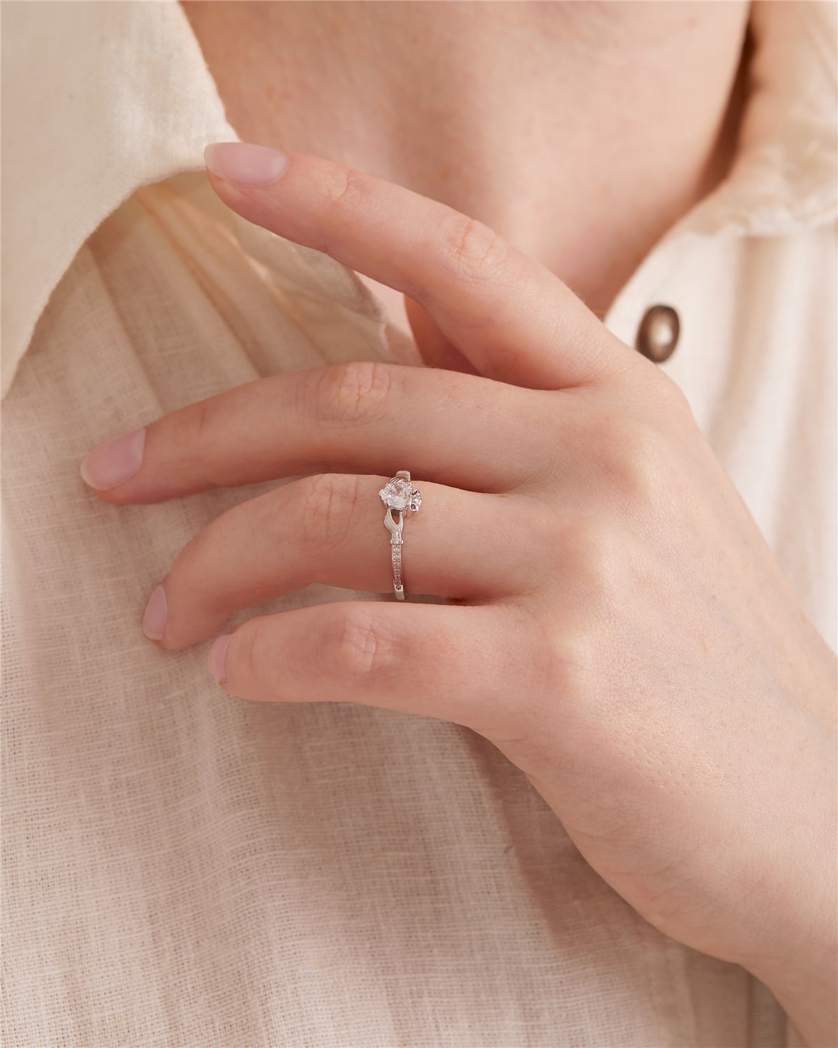Argento Silver Cubic Zirconia Claddagh Ring