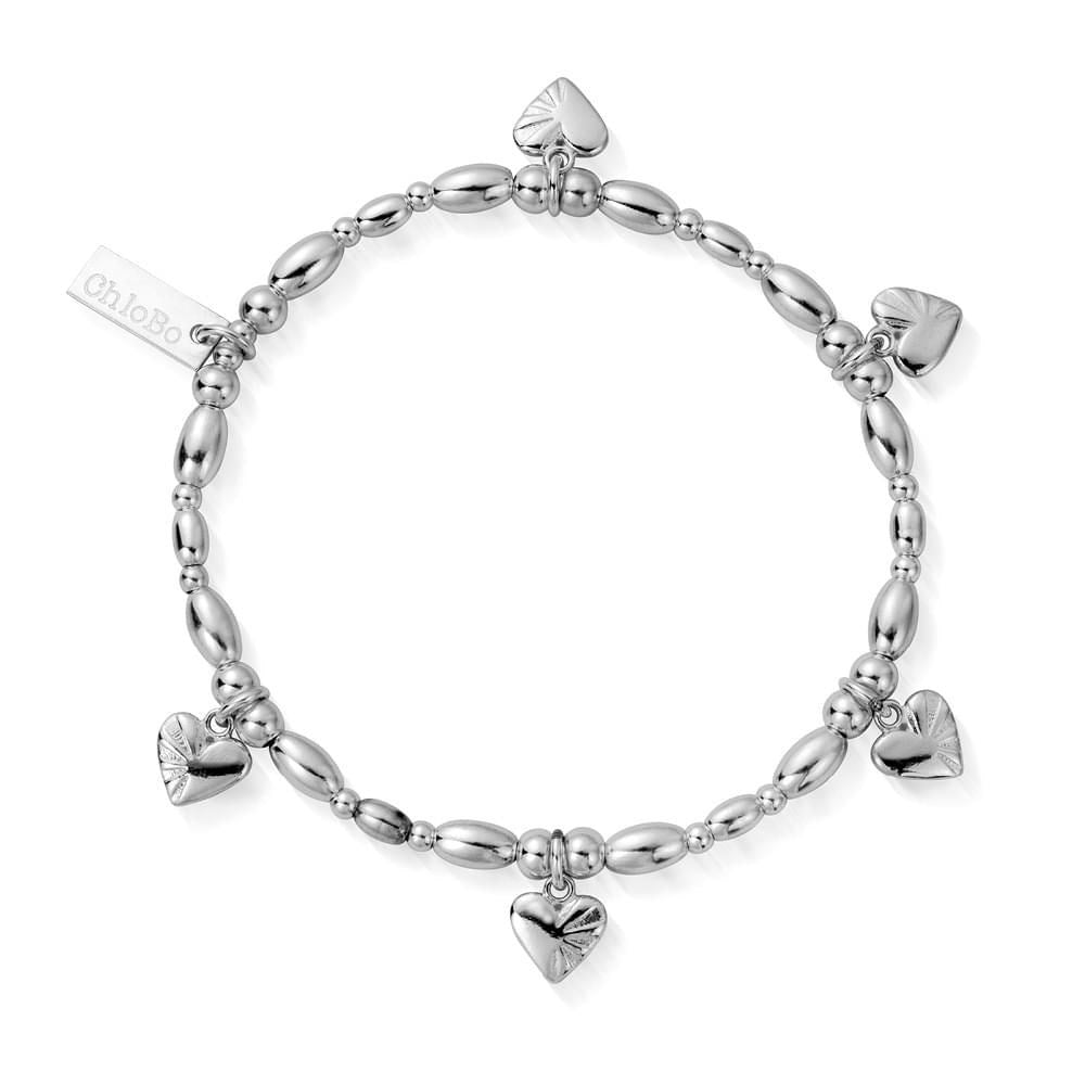 ChloBo Silver Hearts Life Lover Bracelet
