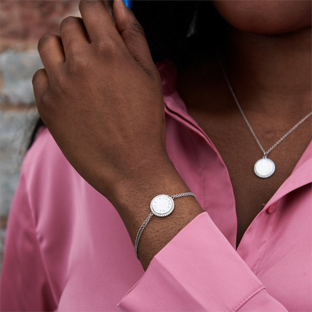 Olivia Burton Silver Bejewelled Disc Bracelet
