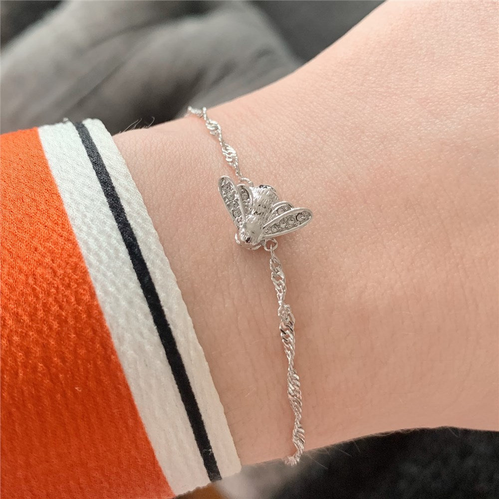 Olivia Burton Glitter Bee Silver Vintage Twist Bracelet