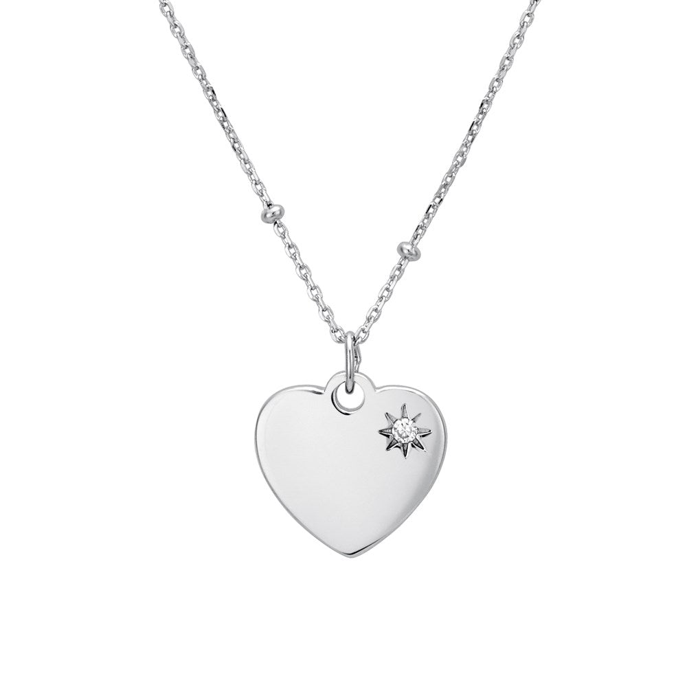 Argento Silver Crystal Heart Beaded Necklace