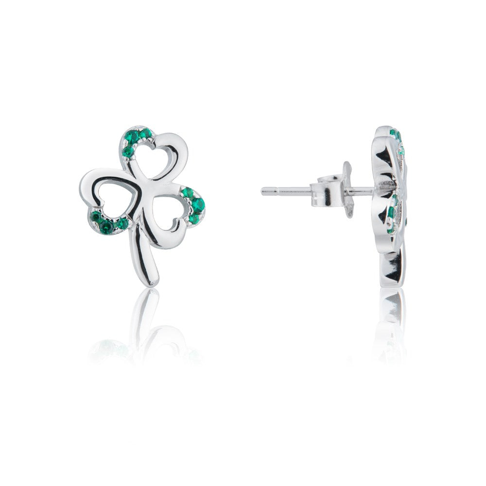 Argento Silver Emerald Clover Earrings