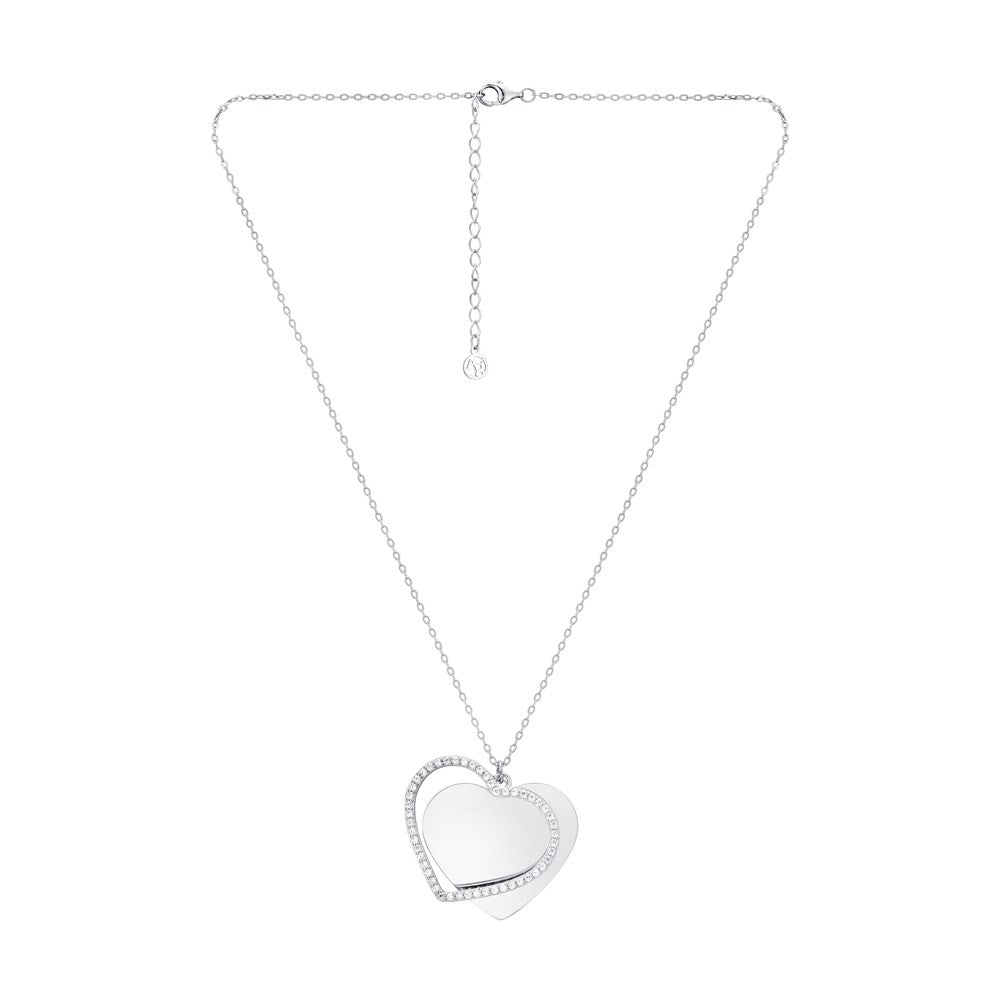 Argento Silver Large Heart Crystal Necklace