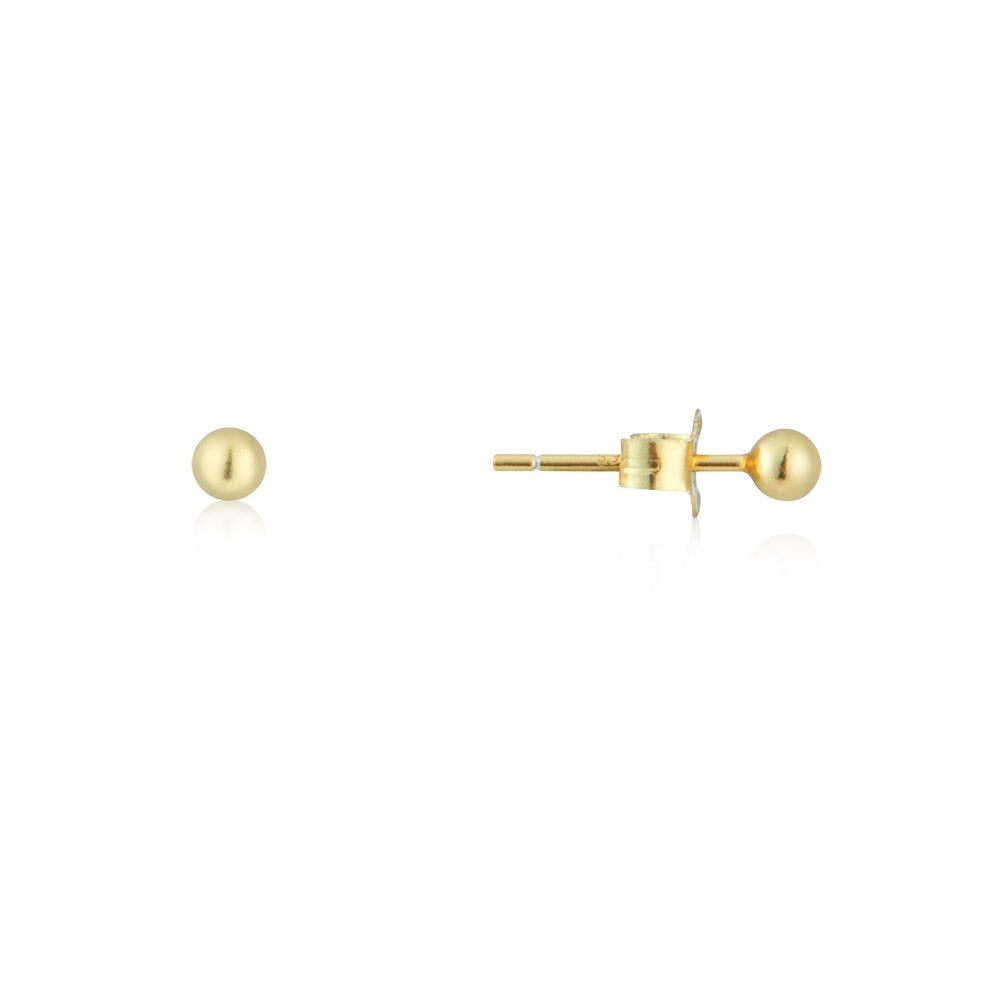 Argento Gold 3mm Ball Stud Earrings