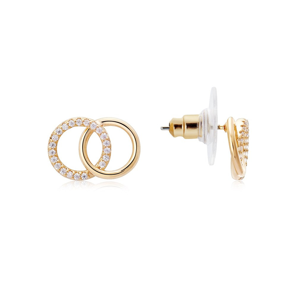 August Woods Gold Link Crystal Stud Earrings