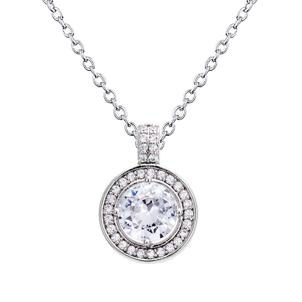 August Woods Silver Crystal Halo Necklace