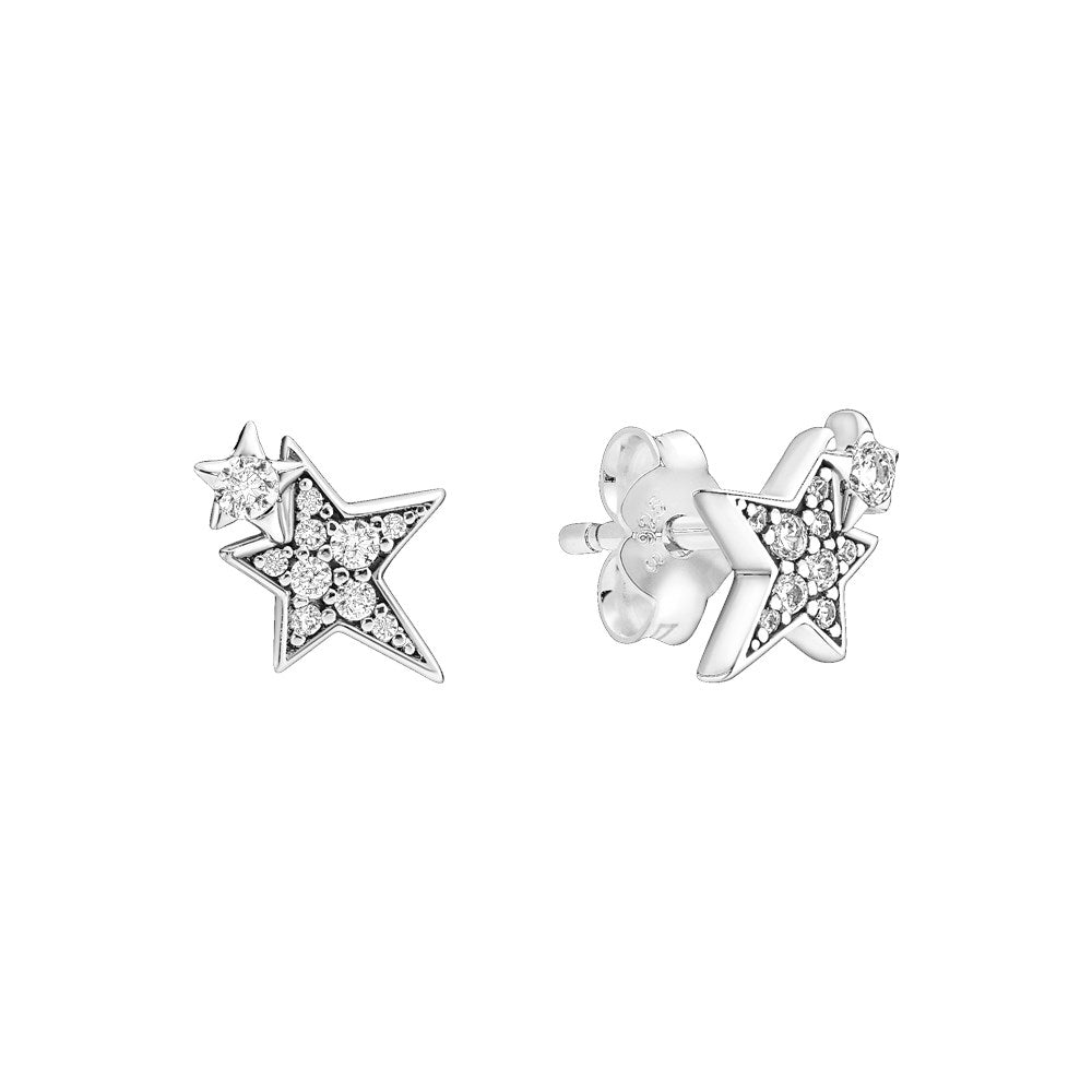 Pandora Sparkling Asymmetric Star Earrings