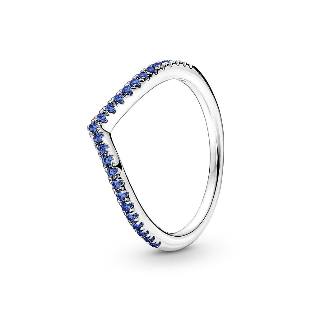 Pandora Silver Sparkling Blue Wishbone Ring