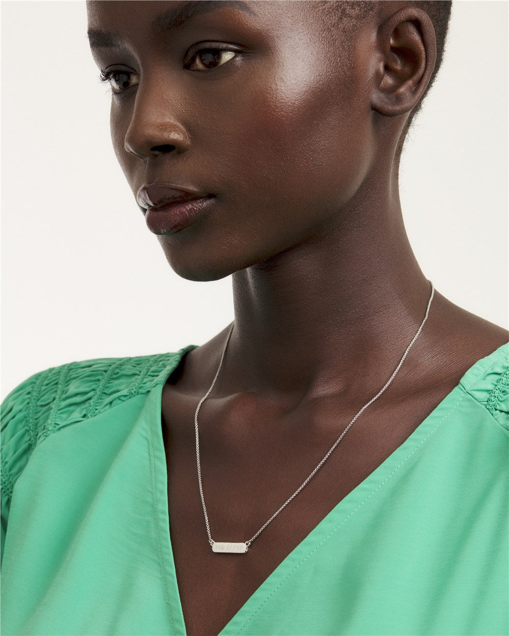 Ted Baker Silver Sparkle Bar Necklace