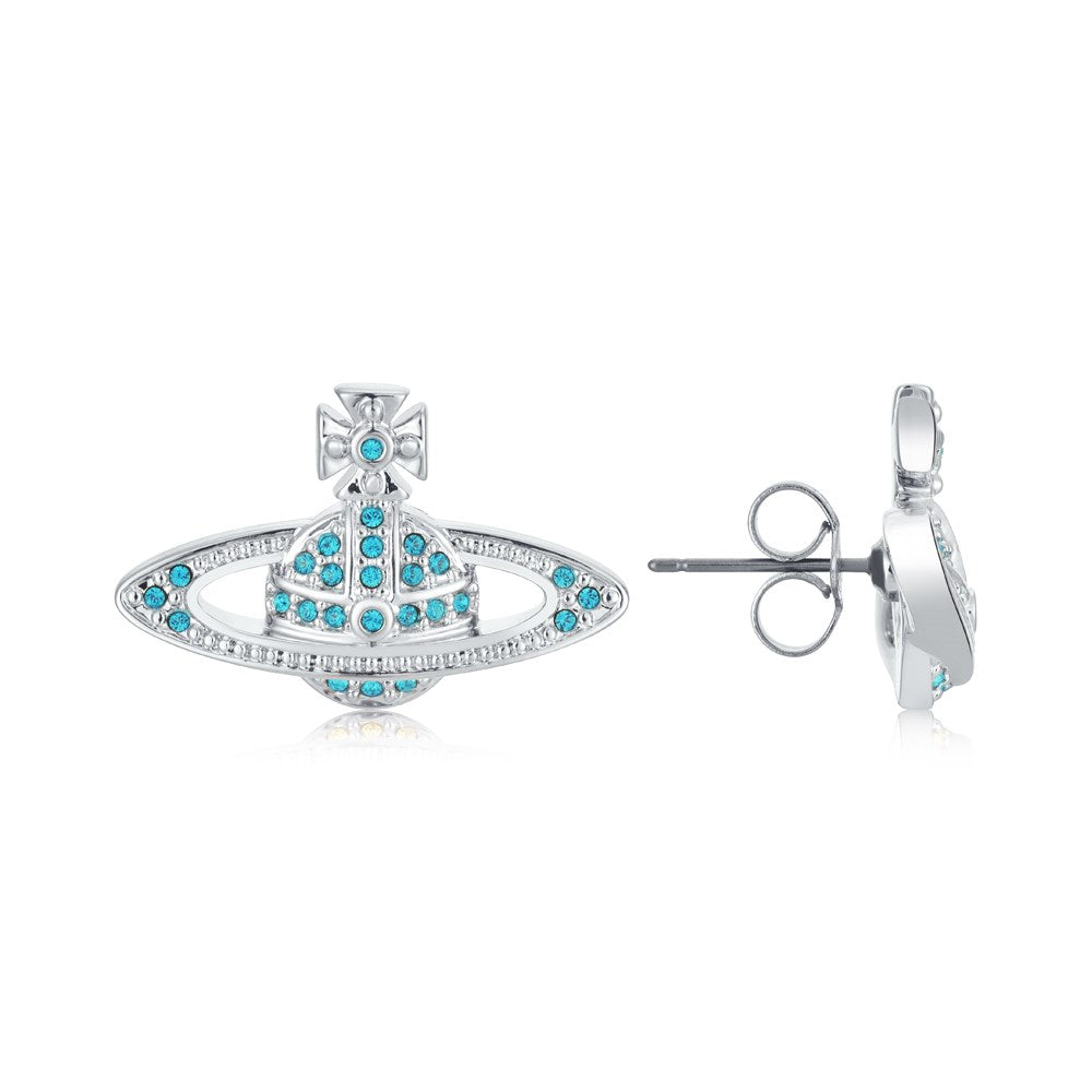 Vivienne Westwood Blue Crystal Mini Bas Relief Earrings