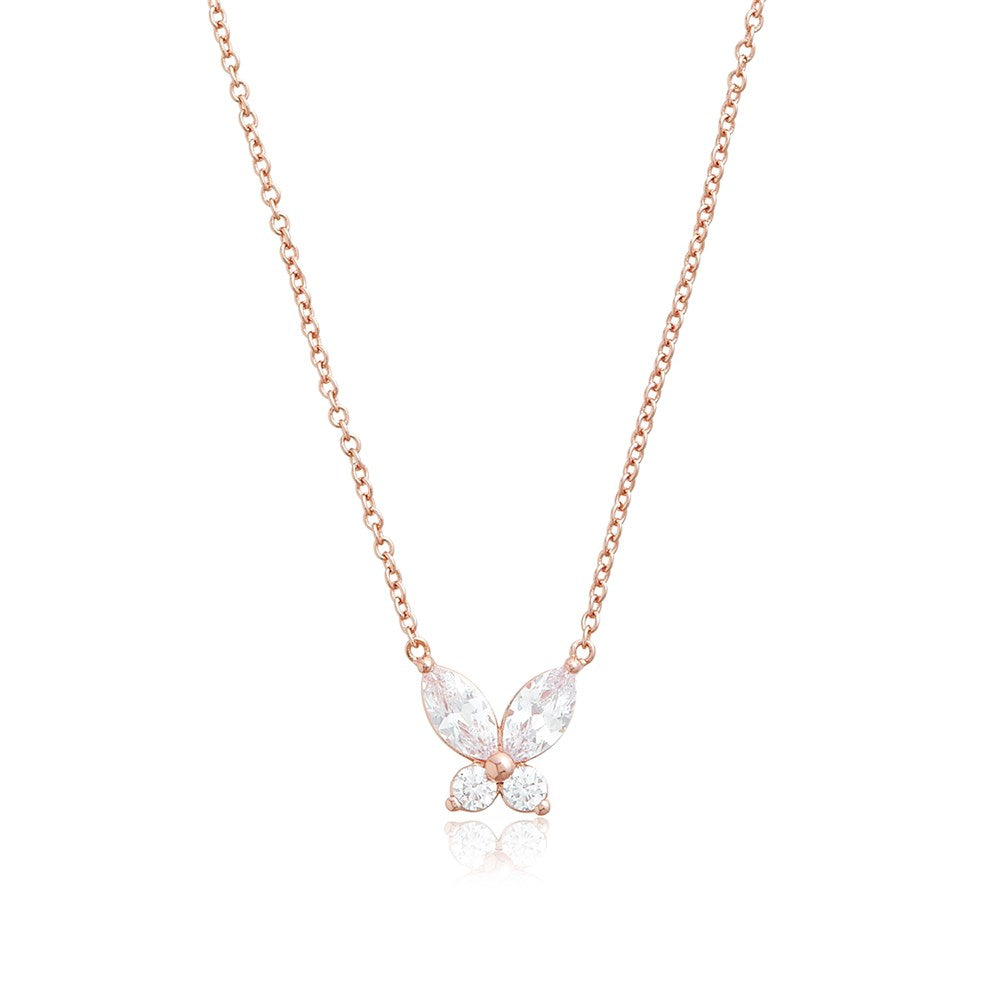 Olivia Burton Rose Gold Marquise Butterfly Necklace