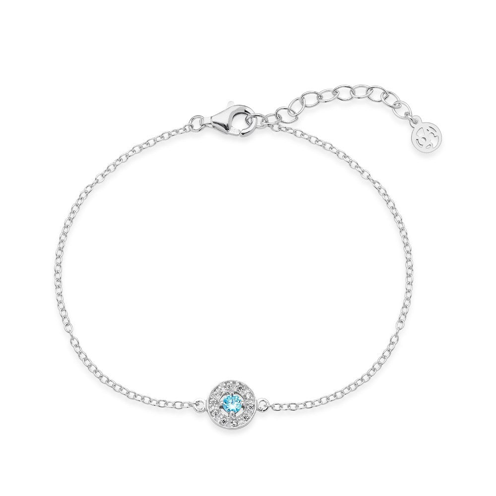 Argento Silver March Birthstone Halo Bracelet