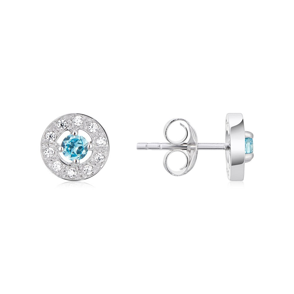 Argento Silver March Birthstone Halo Earrings