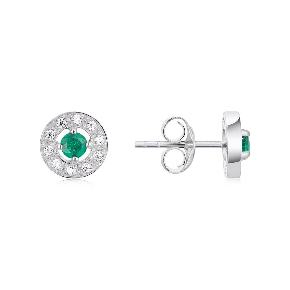 Argento Silver May Birthstone Halo Earrings