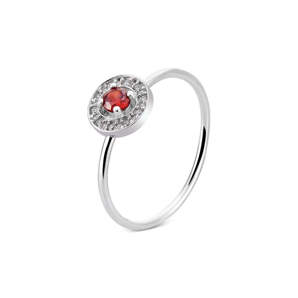 Argento Silver January Birthstone Halo Adjustable Ring