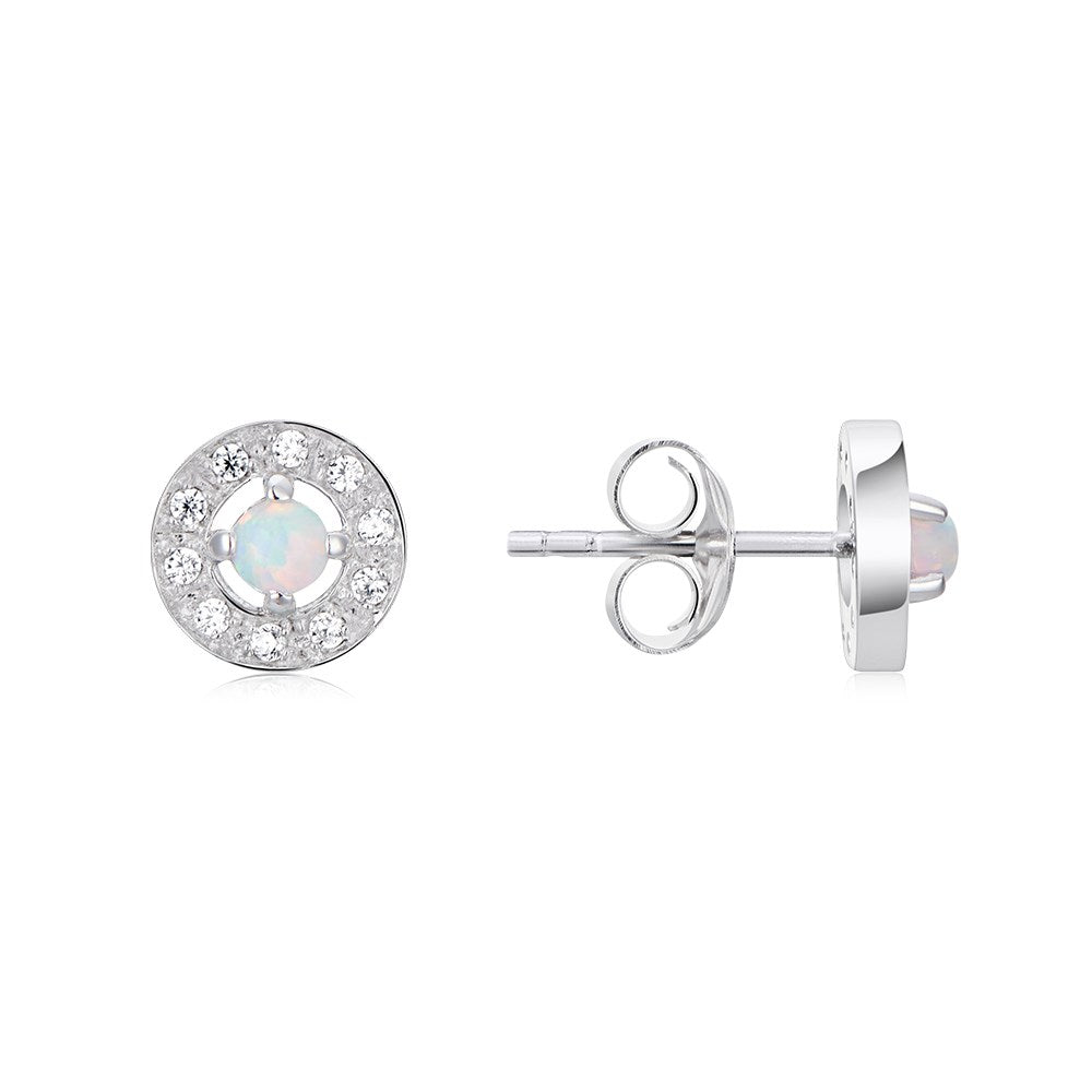Argento Silver October Birthstone Halo Earrings