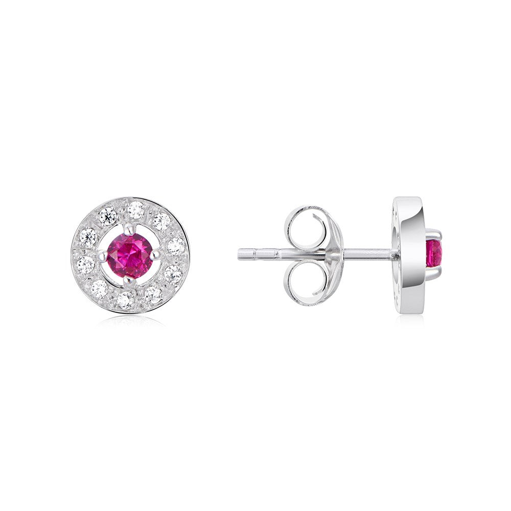 Argento Silver July Birthstone Halo Earrings