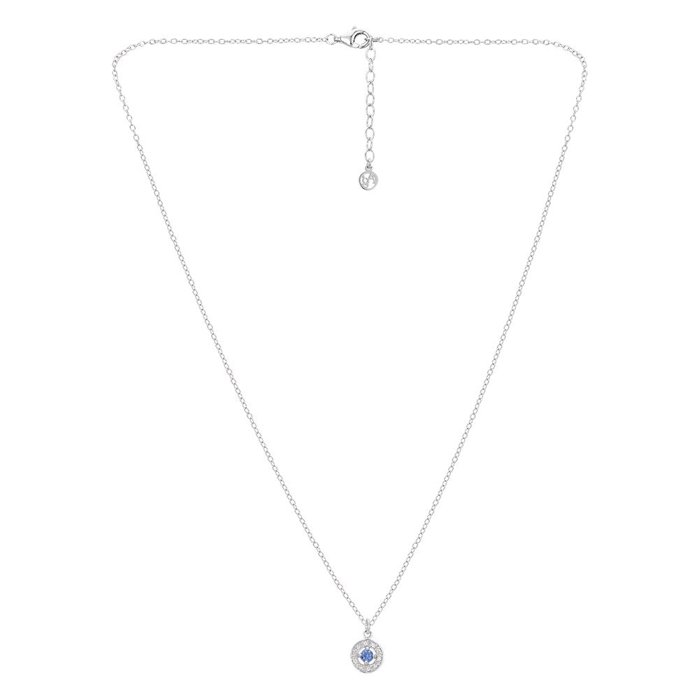 Argento Silver September Birthstone Halo Necklace