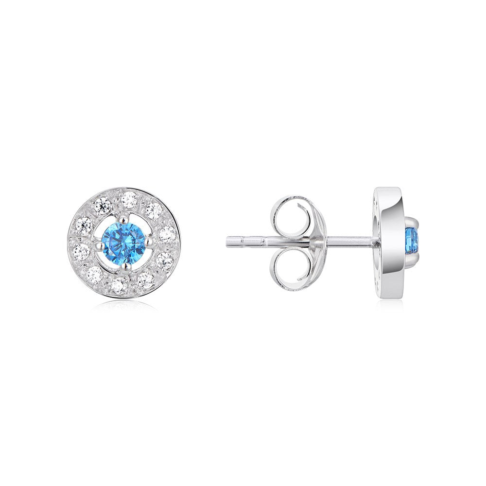 Argento Silver September Birthstone Halo Earrings
