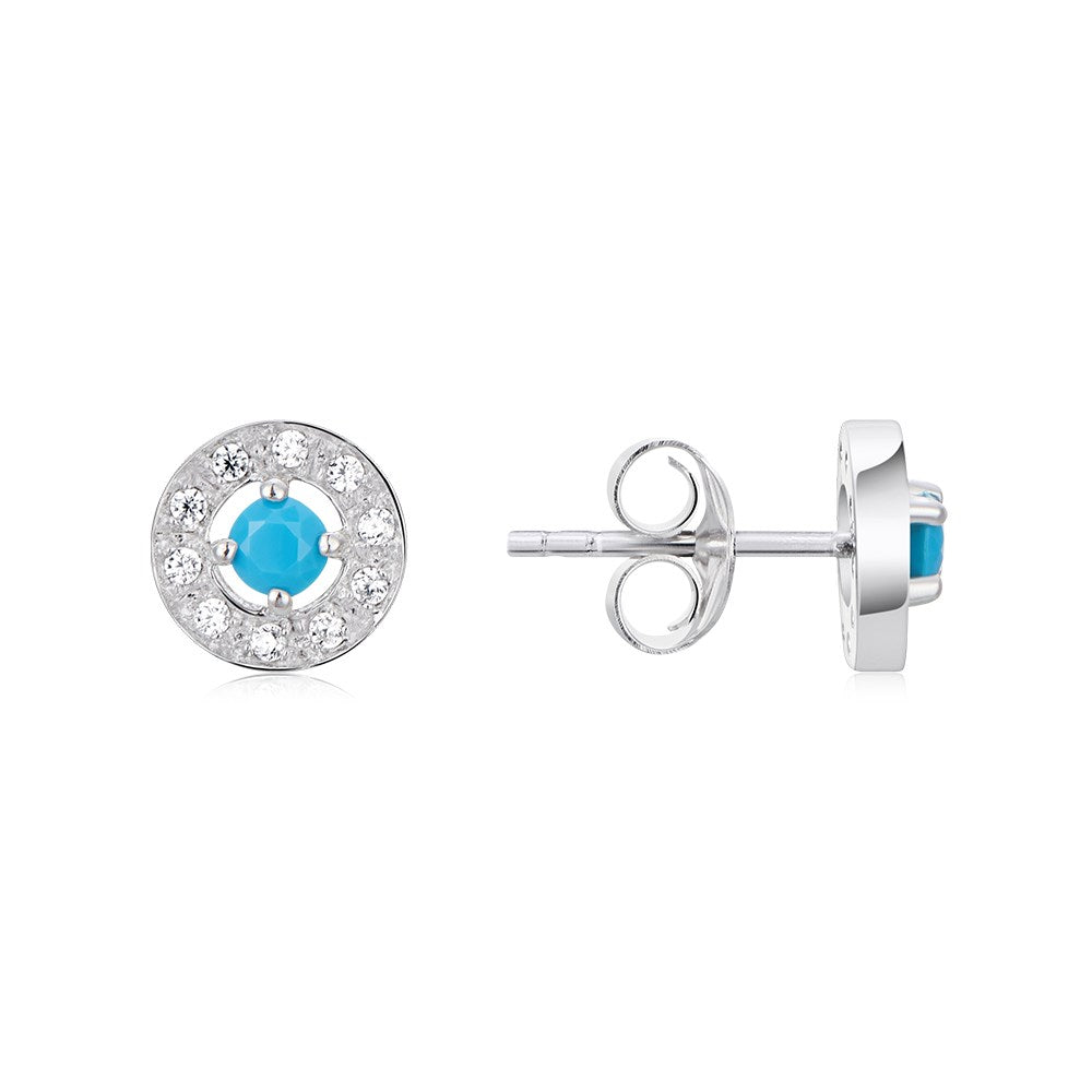 Argento Silver December Birthstone Halo Earrings