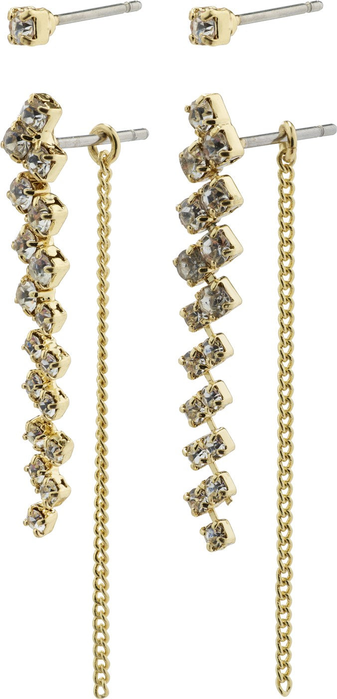 Pilgrim Gold Jolene Crystal Chain Earring Set