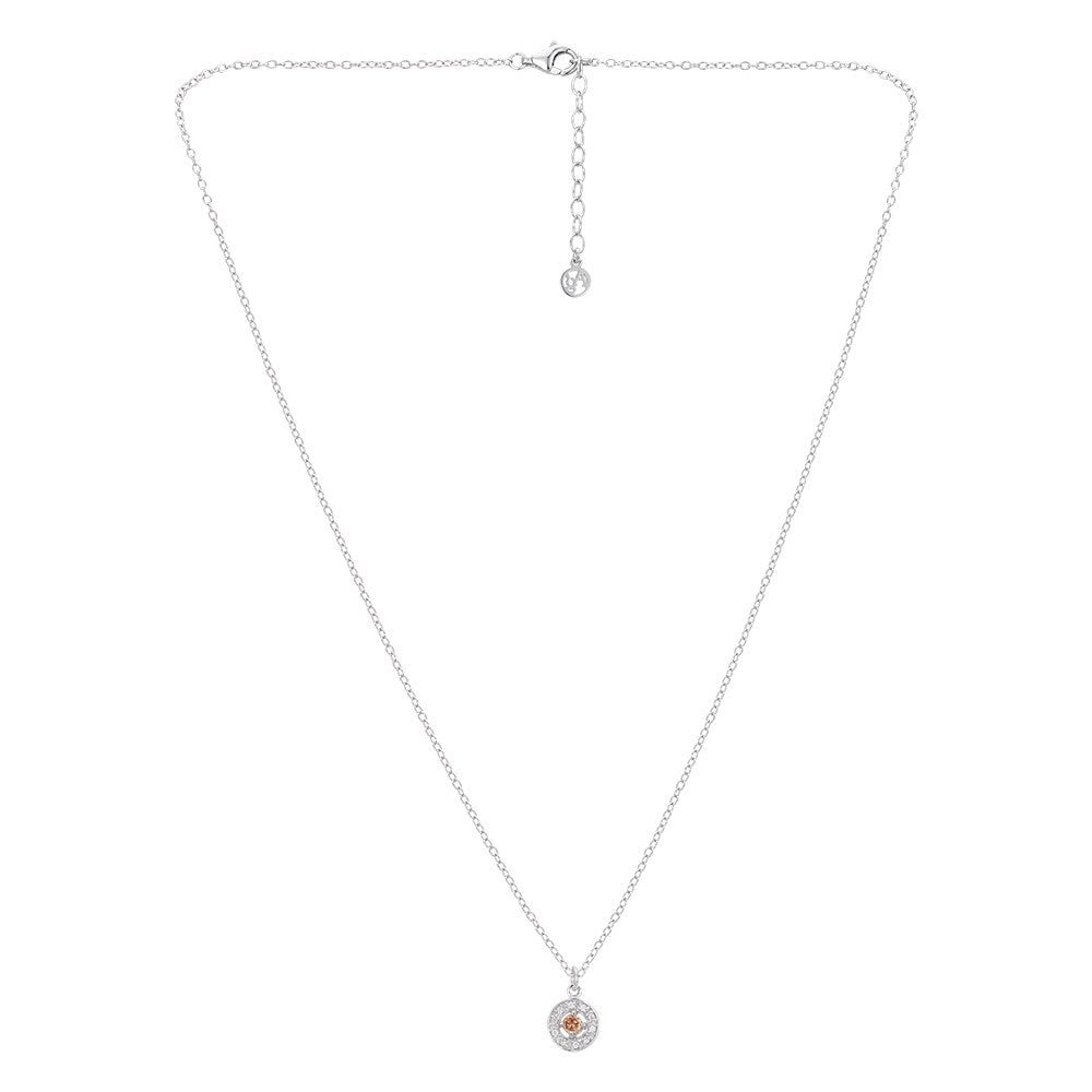 Argento Silver November Birthstone Halo Necklace