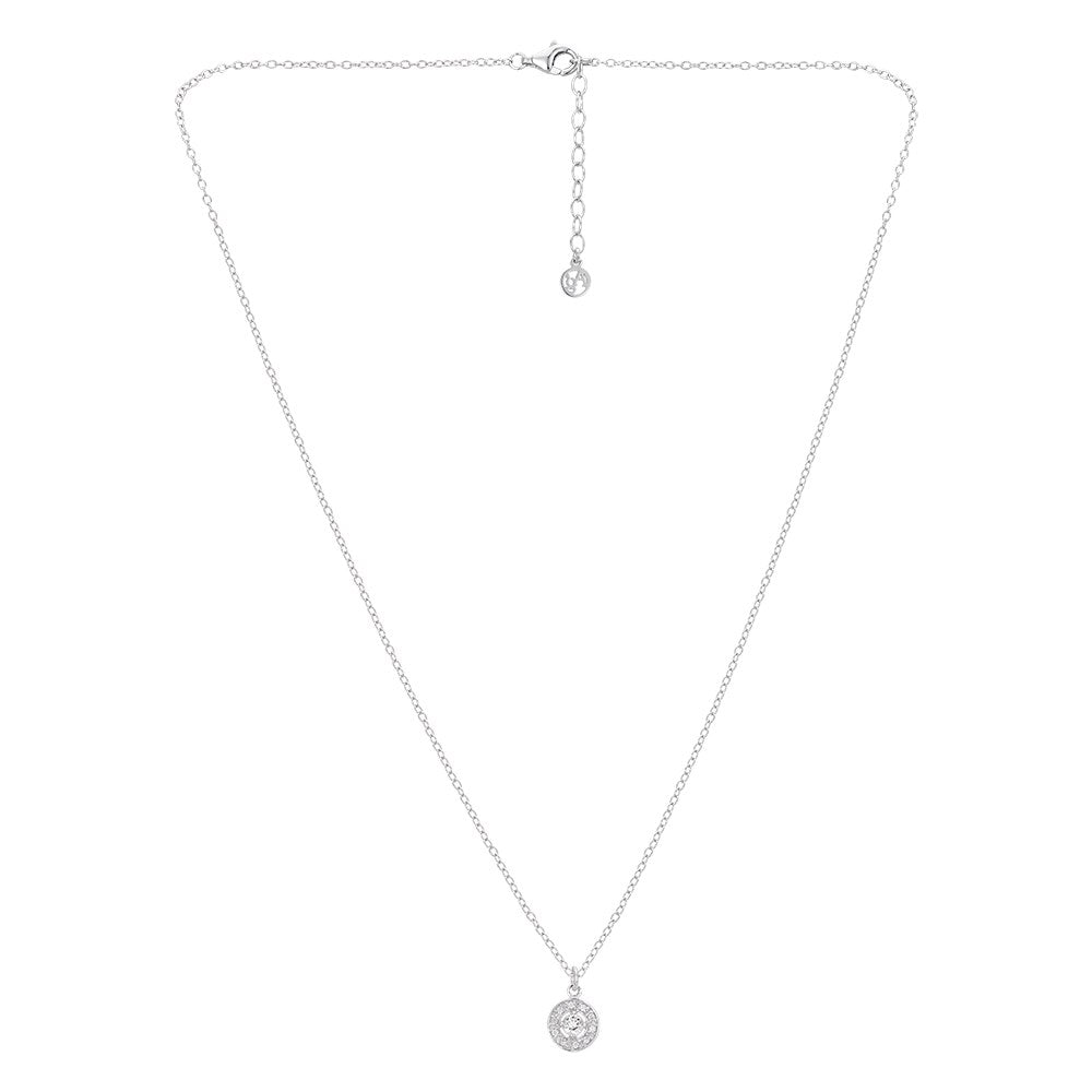Argento Silver April Birthstone Halo Necklace